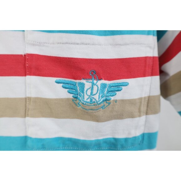 Vtg 90s Streetwear Womens Medium Striped Color Block Pocket T-Shirt Cotton USA - Picture 4 of 12